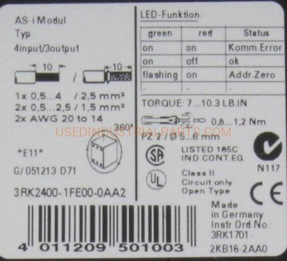 Siemens 3RK2400-1FE00-0AA2 Slimline Module-Slimline Module-AD-04-03-Used Industrial Parts