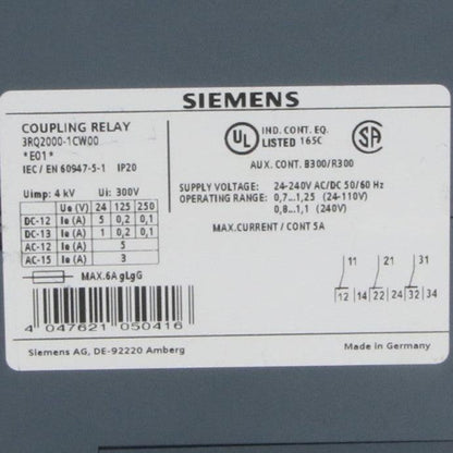 Siemens 3RQ2000 1CW00 Coupling Relay-Coupling Relay-Used Industrial Parts