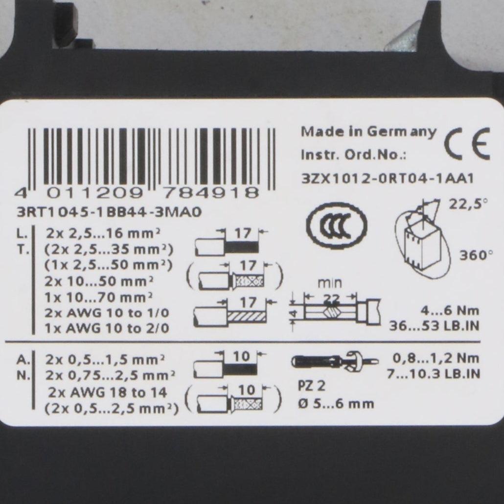 Siemens 3RT1045 1BB44 3MA0 Power Contactor-Power Contactor-Used Industrial Parts