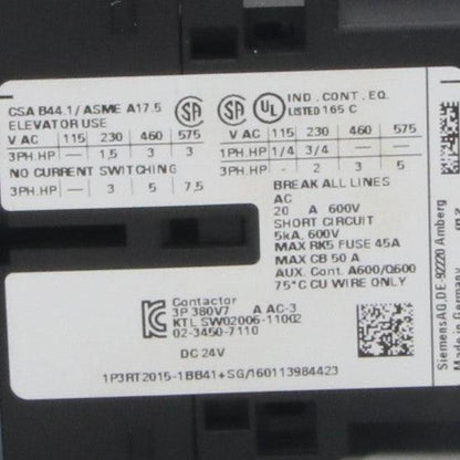 Siemens 3RT2015 1BB41 Power Contactor-Power Contactor-Used Industrial Parts