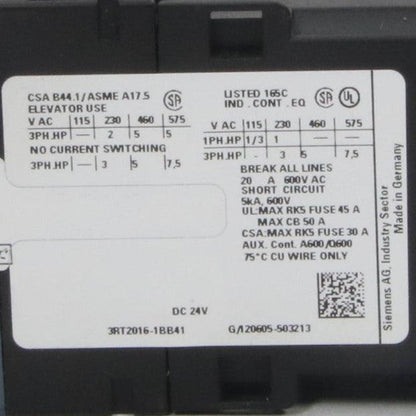 Siemens 3RT2016 1BB41 Power Contactor-Power Contactor-Used Industrial Parts