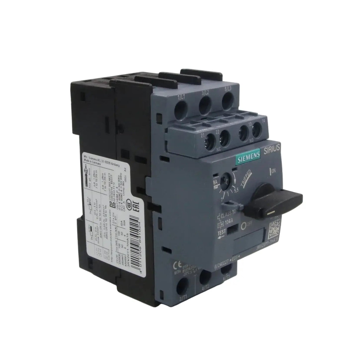 Siemens 3RV2011-1HA15 Motor Circuit Breaker-Motor Circuit Breaker-01-AA-05-08-07-6152429490437-Used Industrial Parts