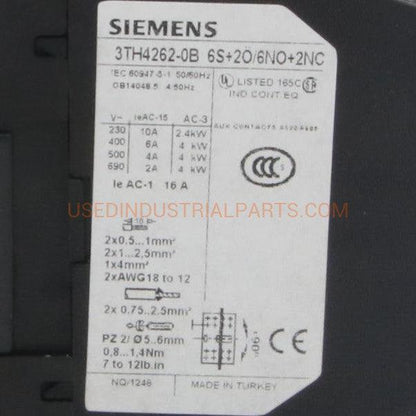 Siemens 3TH42 62 0BB4 Contactor Relay-Contactor Relay-CA-06-05-05-Used Industrial Parts