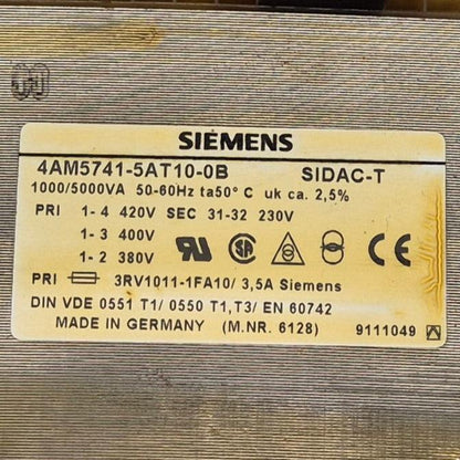 Siemens 4AM5741-5AT10-B Single Phase Control Transformer-Single Phase Control Transformer-Used Industrial Parts