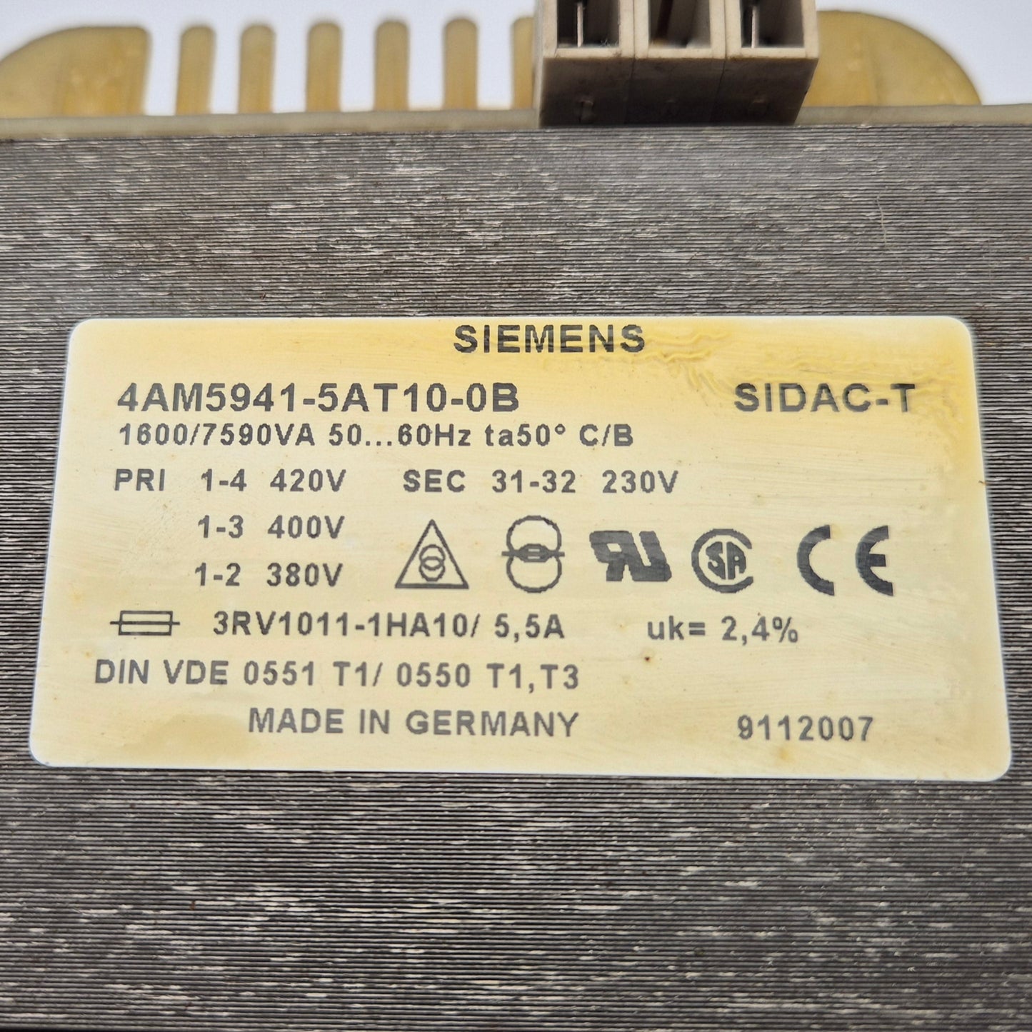Siemens 4AM5941-5AT10-0B Single Phase Control Transformer-Single Phase Control Transformer-Used Industrial Parts