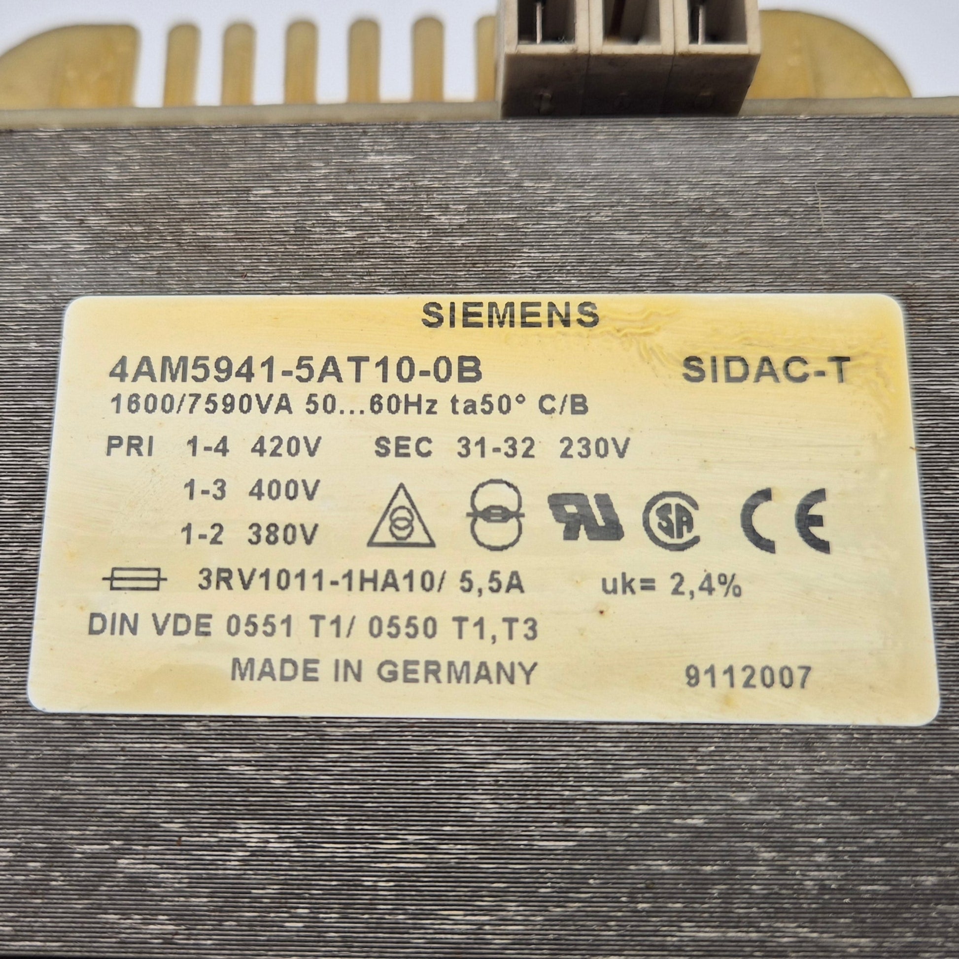Siemens 4AM5941-5AT10-0B Single Phase Control Transformer-Single Phase Control Transformer-Used Industrial Parts