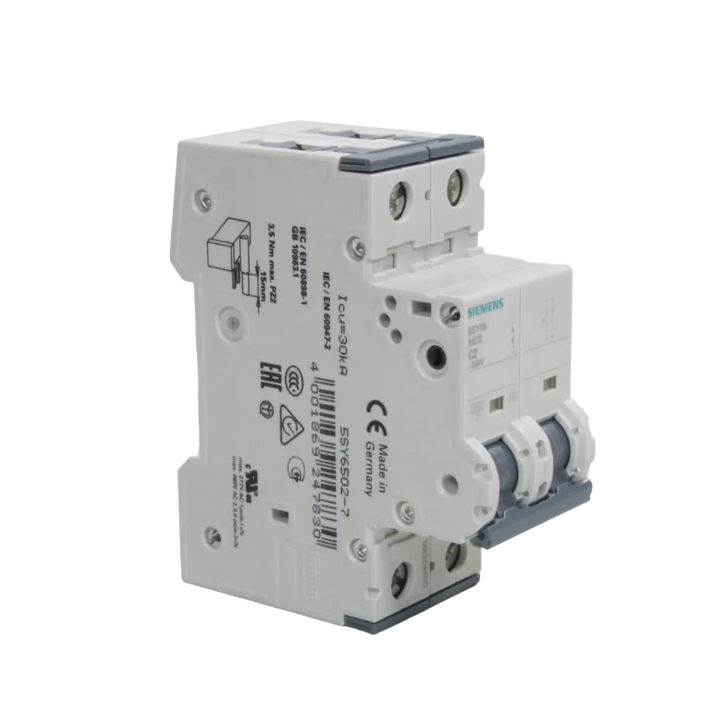 Siemens 5SY6502-7 Miniature Circuit Breaker-Miniature Circuit Breaker-01-AA-03-06-05-6152428895837-Used Industrial Parts