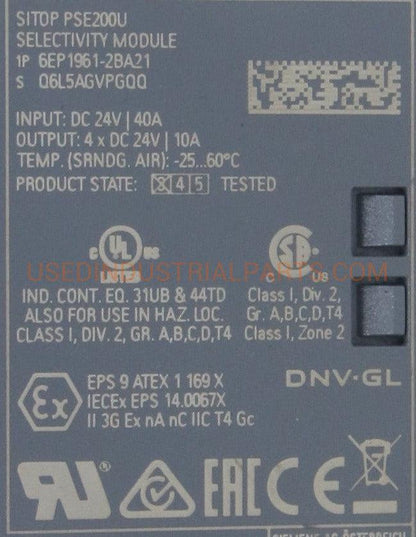 Siemens 6EP1961-2BA21 Sitop PSE200U Selectivity Module-Selectivity Module-AD-06-03-Used Industrial Parts