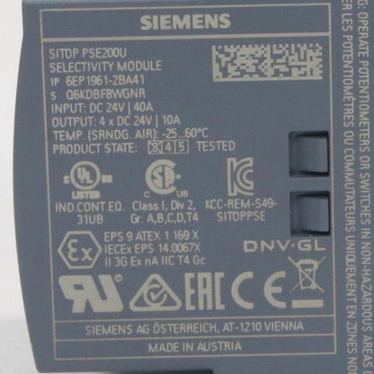 Siemens 6EP1961 2BA41 SITOP PSE200U Selectivity Module-Selectivity Module-Used Industrial Parts