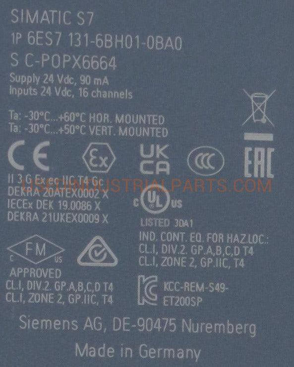 Siemens 6ES7 131-6BH01-0BA0 Digital Input Module-Digital Input Module-Used Industrial Parts