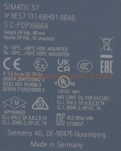 Siemens 6ES7 131-6BH01-0BA0 Digital Input Module-Digital Input Module-Used Industrial Parts