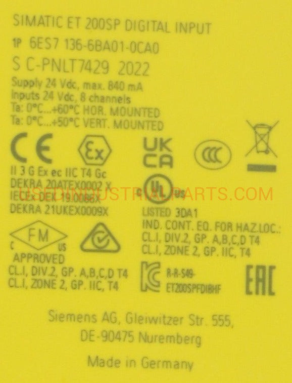 Siemens 6ES7 136-6BA01-0CA0 ET 200SP Digital Input Module-Digital Input Module-Used Industrial Parts