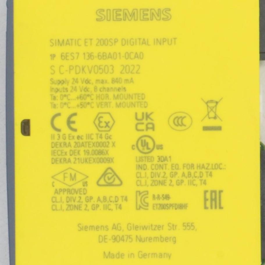 Siemens 6ES7 136 6BA01 0CA0 ET 200SP Digital Input Module-Digital Input Module-Used Industrial Parts