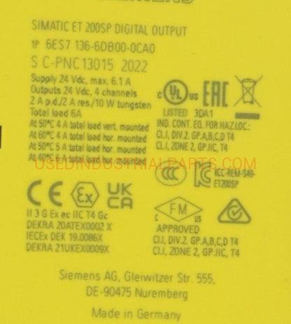 Siemens 6ES7 136-6DB00-0CA0 ET 200SP Digital Output Module-Digital Input Module-AD-05-07-Used Industrial Parts