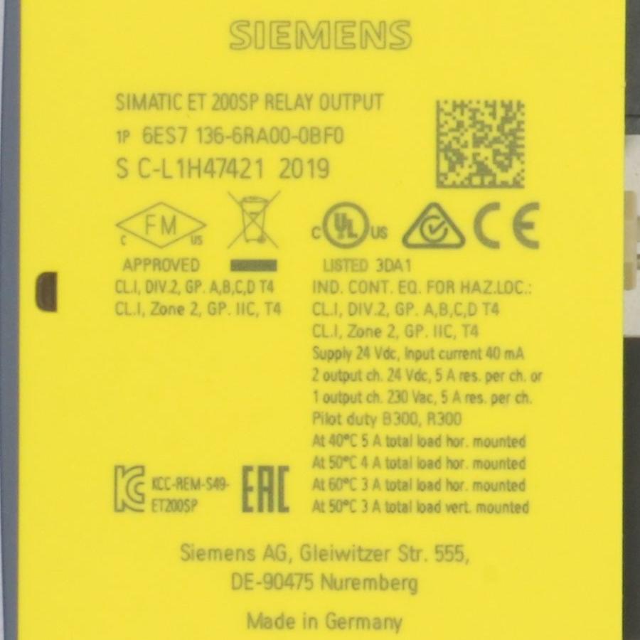 Siemens 6ES7 136 6RA00 0BF0 Relay Output Module-Relay Output Module-Used Industrial Parts