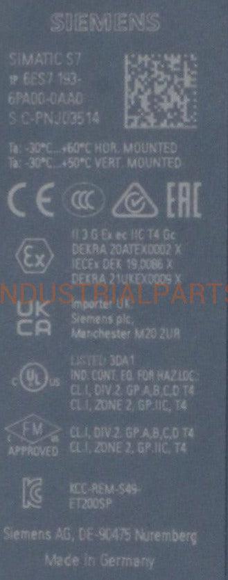 Siemens 6ES7 193-6PA00-0AA0 End Part-End Part-AD-05-07-Used Industrial Parts