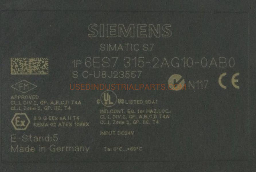 Siemens 6ES7 315-2AG10-0AB0 CPU-CPU-AD-03-07-Used Industrial Parts