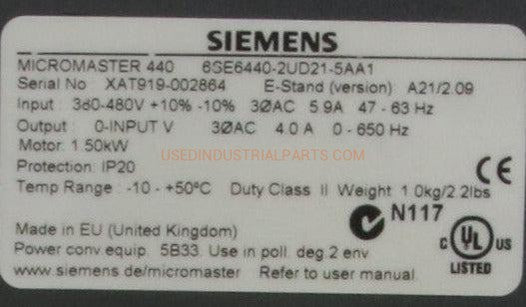 Siemens 6SE6440-2UD13-7AA1 Micromaster 440 Profibus Module-Profibus Module-AD-05-07-Used Industrial Parts