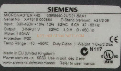 Siemens 6SE6440-2UD13-7AA1 Micromaster 440 Profibus Module-Profibus Module-AD-05-07-Used Industrial Parts