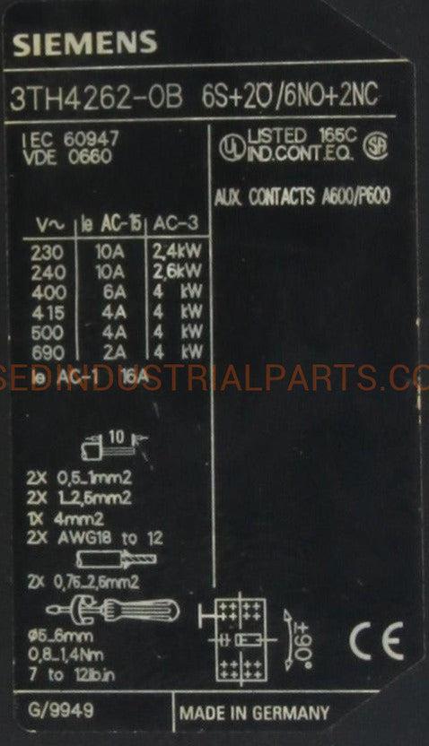 Siemens Contactor Relay 3TH4262-0B-Contactor Relay-AB-06-03-Used Industrial Parts