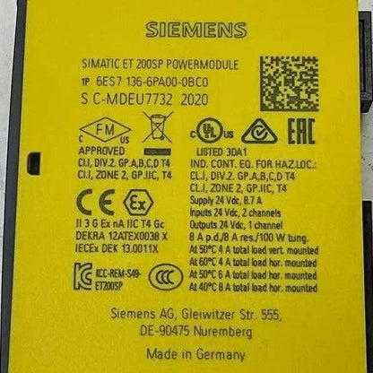 Siemens ET 200SP Power Module - 6ES7 136-6PA00-0BC0-Power Module-Used Industrial Parts
