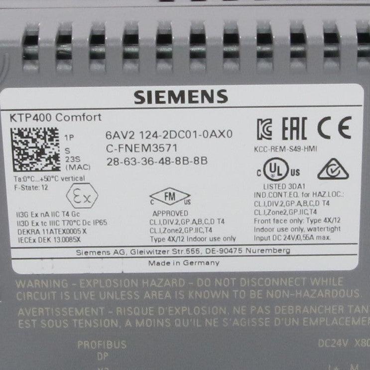 Siemens KTP400 Comfort 6AV2 124-2DC01-0AX0 Touch Panel-Touch Panel-Used Industrial Parts