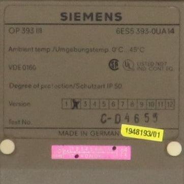 Siemens OP 393 III 6ES5 393-0UA14 Operator Panel-Operator Panel-Used Industrial Parts