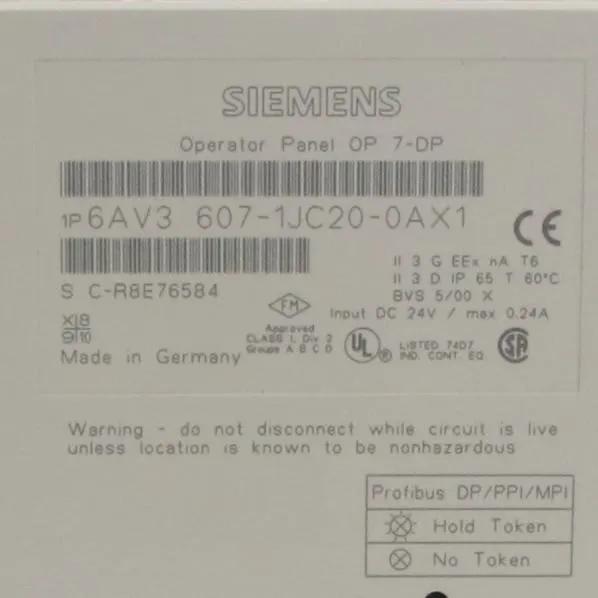 Siemens Simatic OP 7-DP 6AV3 607-1JC20-0AX1 Operator Panel-Operator Panel-Used Industrial Parts