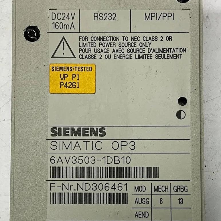 Siemens Simatic OP3 Operator Panel - 6AV503-1DB10-Used Industrial Parts