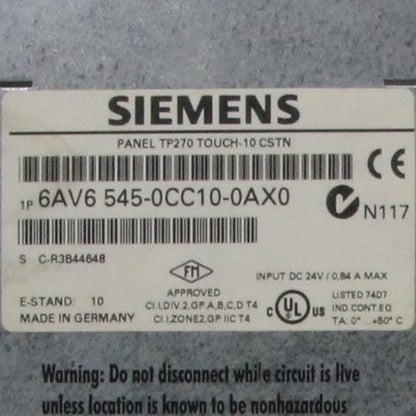 Siemens Simatic TP270 Touch Panel - 6AV6 545-0CC10-0AX0-Touch Panel-Used Industrial Parts