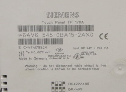 Siemens Simatic Touch Panel TP 170A-Operator Panel-Used Industrial Parts