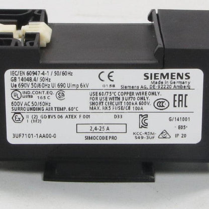 Siemens Simocode Pro 3UF7101-1AA00-0 Current Measuring Module-Current Measuring Module-Used Industrial Parts