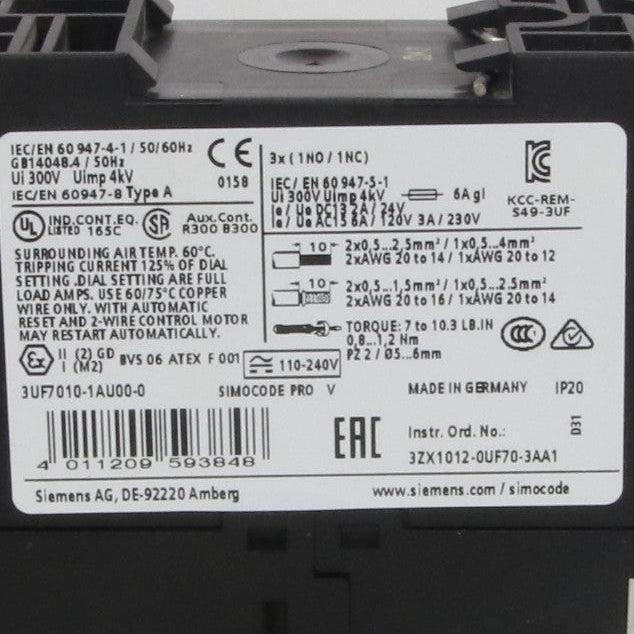 Siemens Simocode Pro V 3UF7010-1AU00-0 Basic unit-Basic Unit-Used Industrial Parts