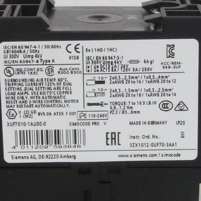 Siemens Simocode Pro V 3UF7010-1AU00-0 Basic unit-Basic Unit-Used Industrial Parts