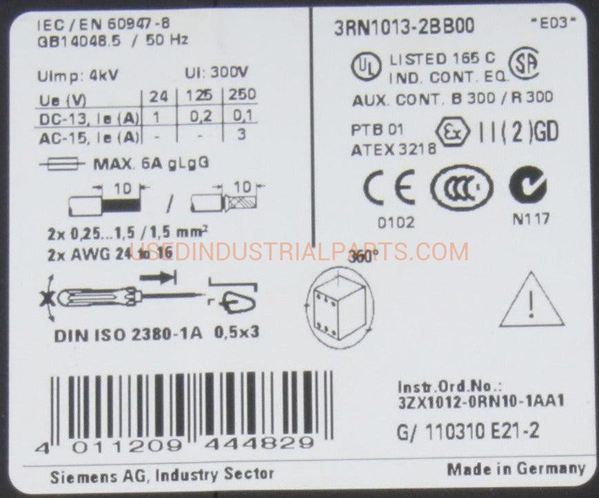 Siemens Sirius 3RN1013 2BB00 Motor Protection Module-Motor Protection Module-AD-03-05-Used Industrial Parts