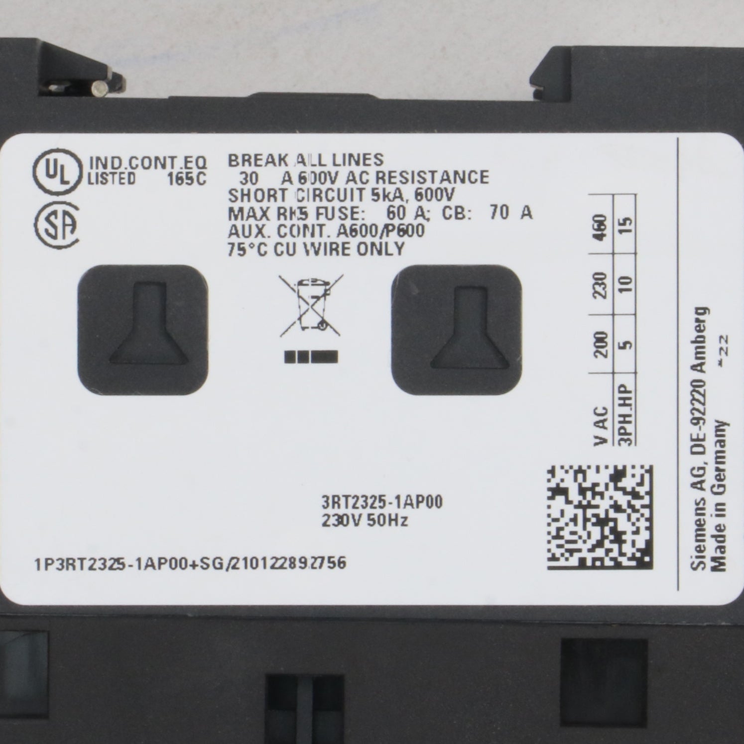 Siemens Sirius 3RT2325 1AP00 Contactor-Contactor-Used Industrial Parts