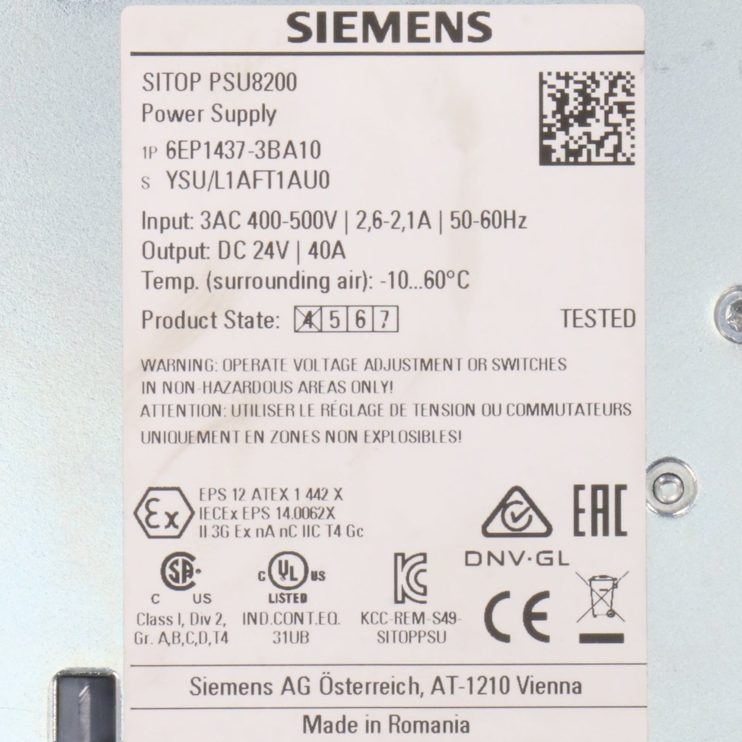 Siemens Sitop PSU8200 6EP1437 3BA10 Power Supply-Power Supply-Used Industrial Parts