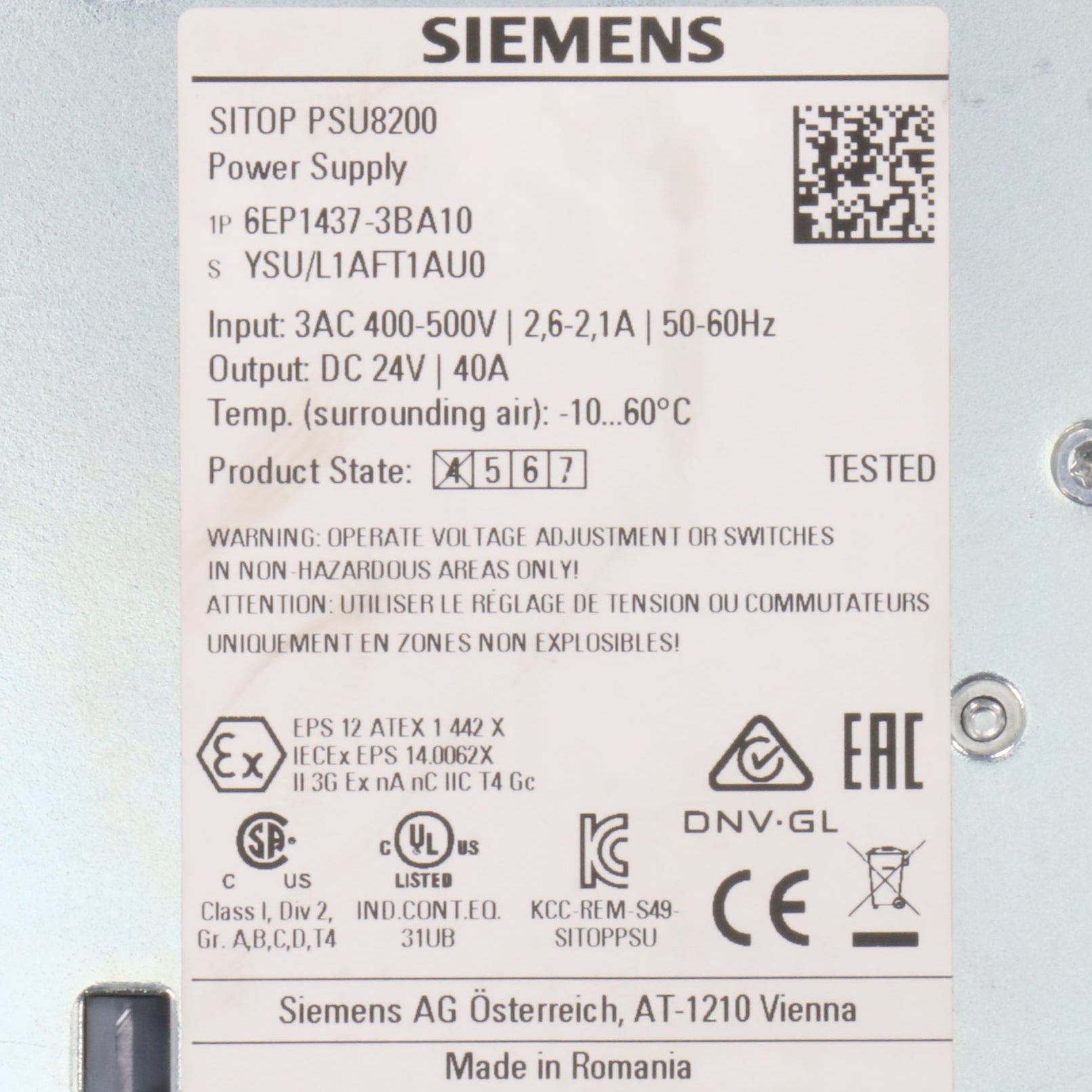 Siemens Sitop PSU8200 6EP1437 3BA10 Power Supply-Power Supply-Used Industrial Parts