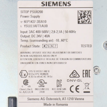 Siemens Sitop PSU8200 6EP1437 3BA10 Power Supply-Power Supply-Used Industrial Parts