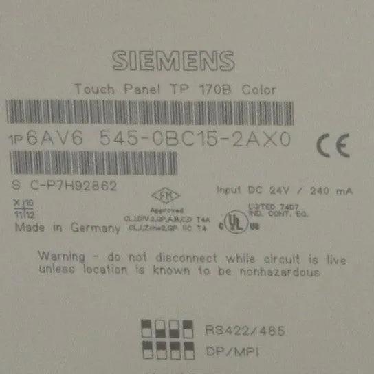 Siemens TP170B Touch Panel - 6AV6 545-0BC15-2AX0-Touch Panel-Used Industrial Parts