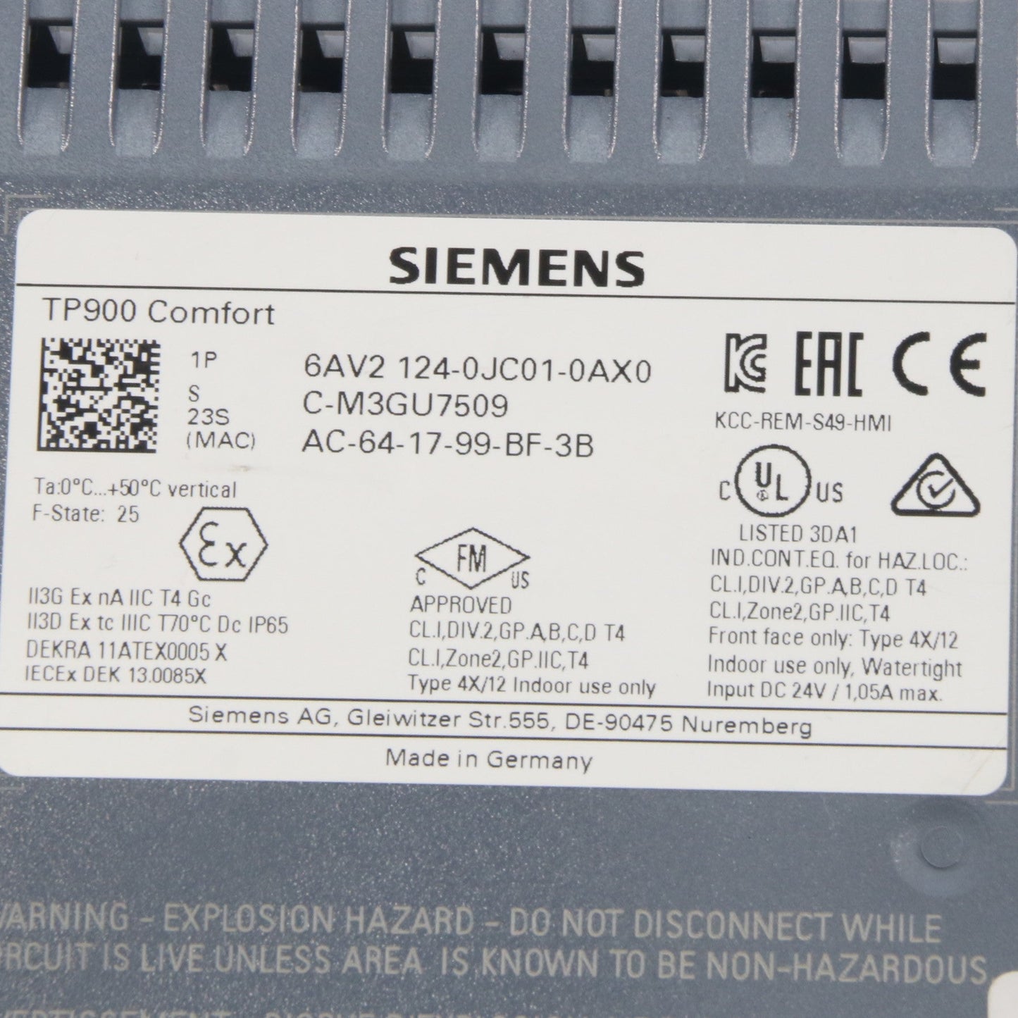 Siemens TP900 Comfort 6AV2 124-0JC01-0AX0 Touch Screen Panel-Touch Screen Panel-Used Industrial Parts