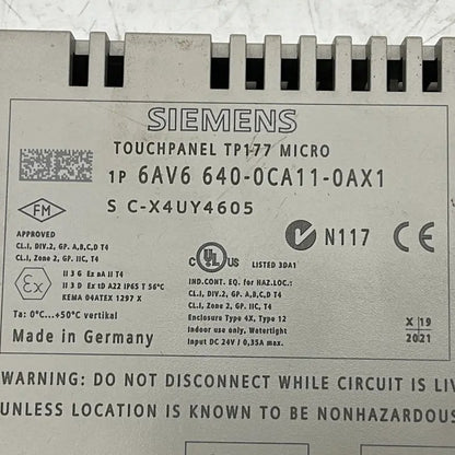 Siemens Touchpanel TP177 Micro Operator Panel - 6AV6 640-0CA11-0AX1-Operator Panel-Used Industrial Parts