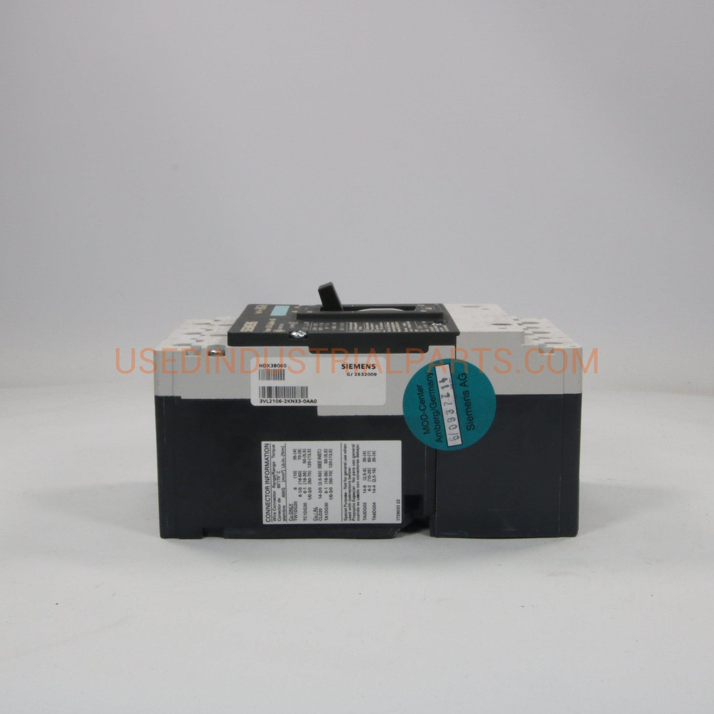 Siemens circuit breaker 3VL2106-2KN33-0AA0-Electric Components-AA-03-01-Used Industrial Parts