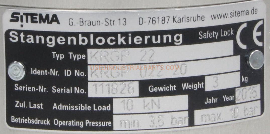 Sitema KRGP 22 Pneumatic Safety Brake-Pneumatic Safety Brake-BC-01-03-Used Industrial Parts