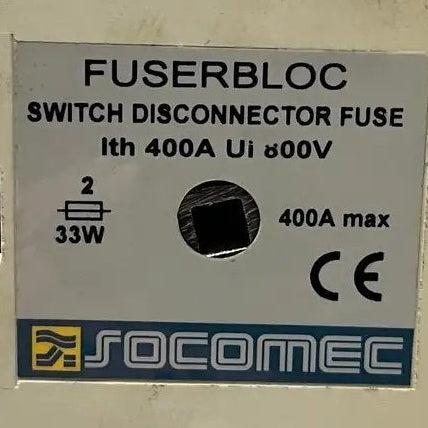 Socomec Fuserbloc Fuse Combination Switch - 400A-Fuse Combination Switch-Used Industrial Parts