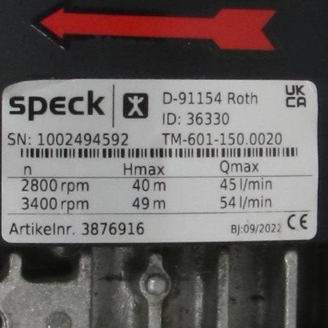 Speck Pumpen TM-601-150.0020 Vertical Immersible Pump-Immersible Pump-Used Industrial Parts