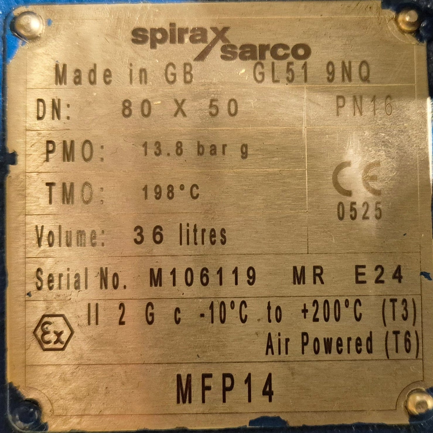 Spirax Sarco MFP14 DN80 x 50 Mechanical Condensate Recovery Pump-Mechanical Condensate Recovery Pump-Used Industrial Parts