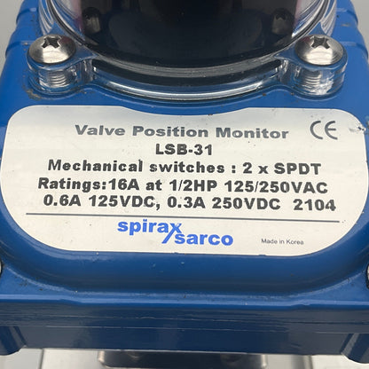 Spirax Sarco Pneumatic Actuator with Ball Valve and Position Monitor-Pneumatic Actuator with Ball Valve and Position Monitor-Used Industrial Parts