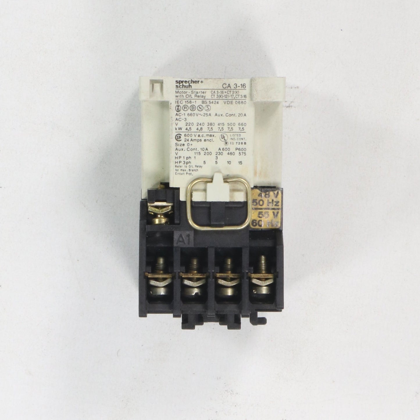 Sprecher + Schuh CA 3-16 + CT 3(K) Motor Starter/Contactor 48V-Motor Starter/Contactor-Used Industrial Parts