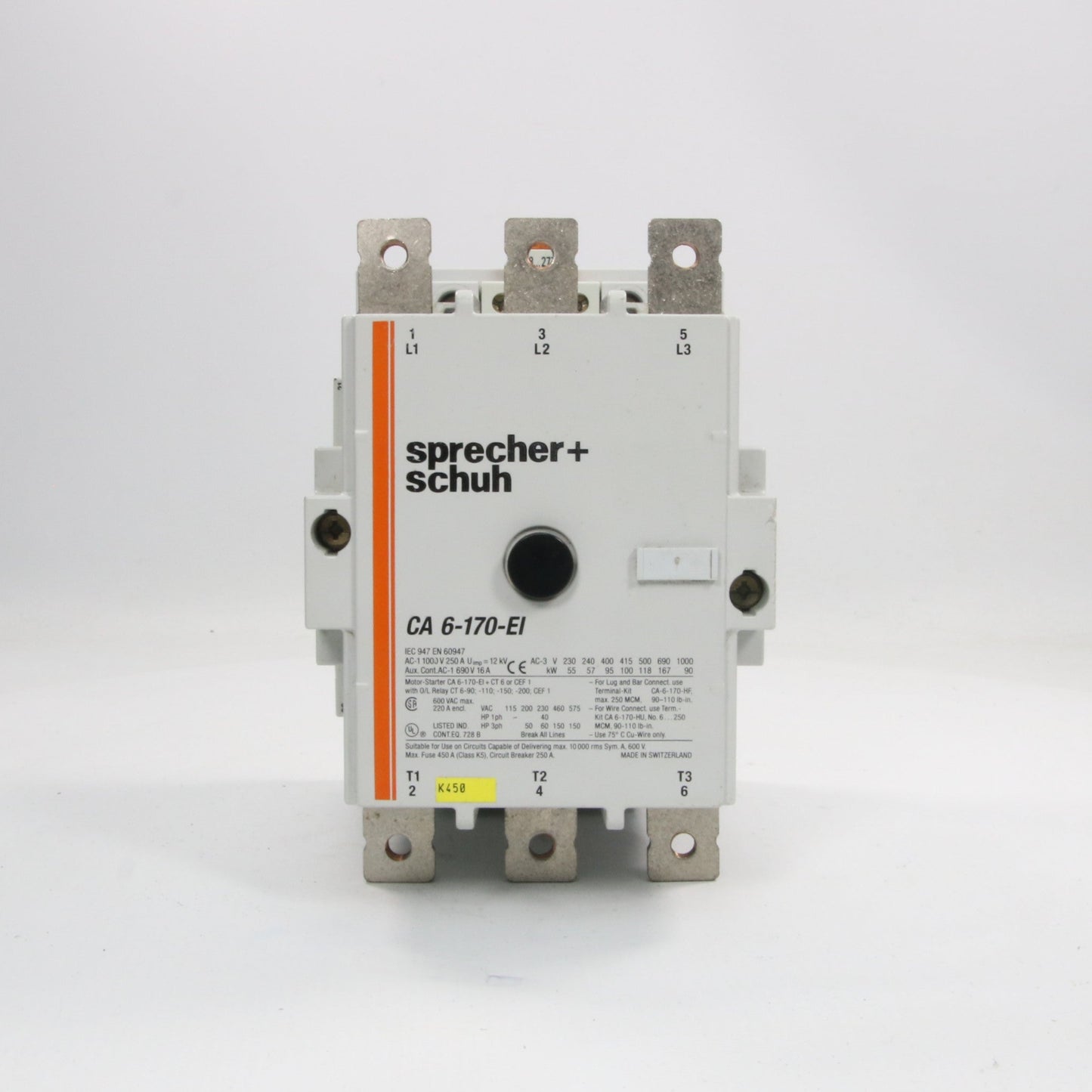 Sprecher + Schuh CA6-170-EL Non-Reversing Contactor-Non-Reversing Contactor-Used Industrial Parts